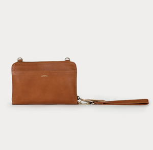 Leather Crossbody Wallet - Camel