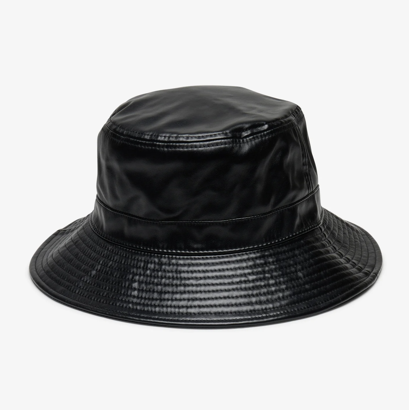 Ricky Faux Leather Bucket Hat - Black