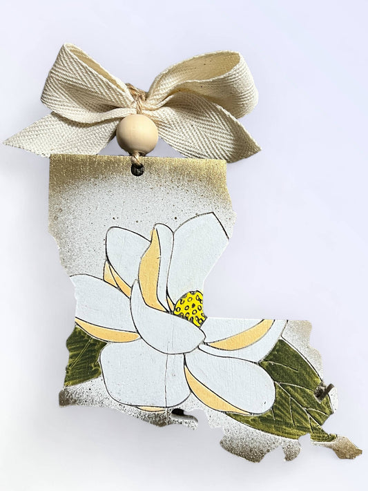 Louisiana Magnolia Gold & White Ornament Christmas Ornament