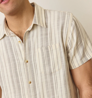 Stretch Selvage Shirt - Cream/Olive