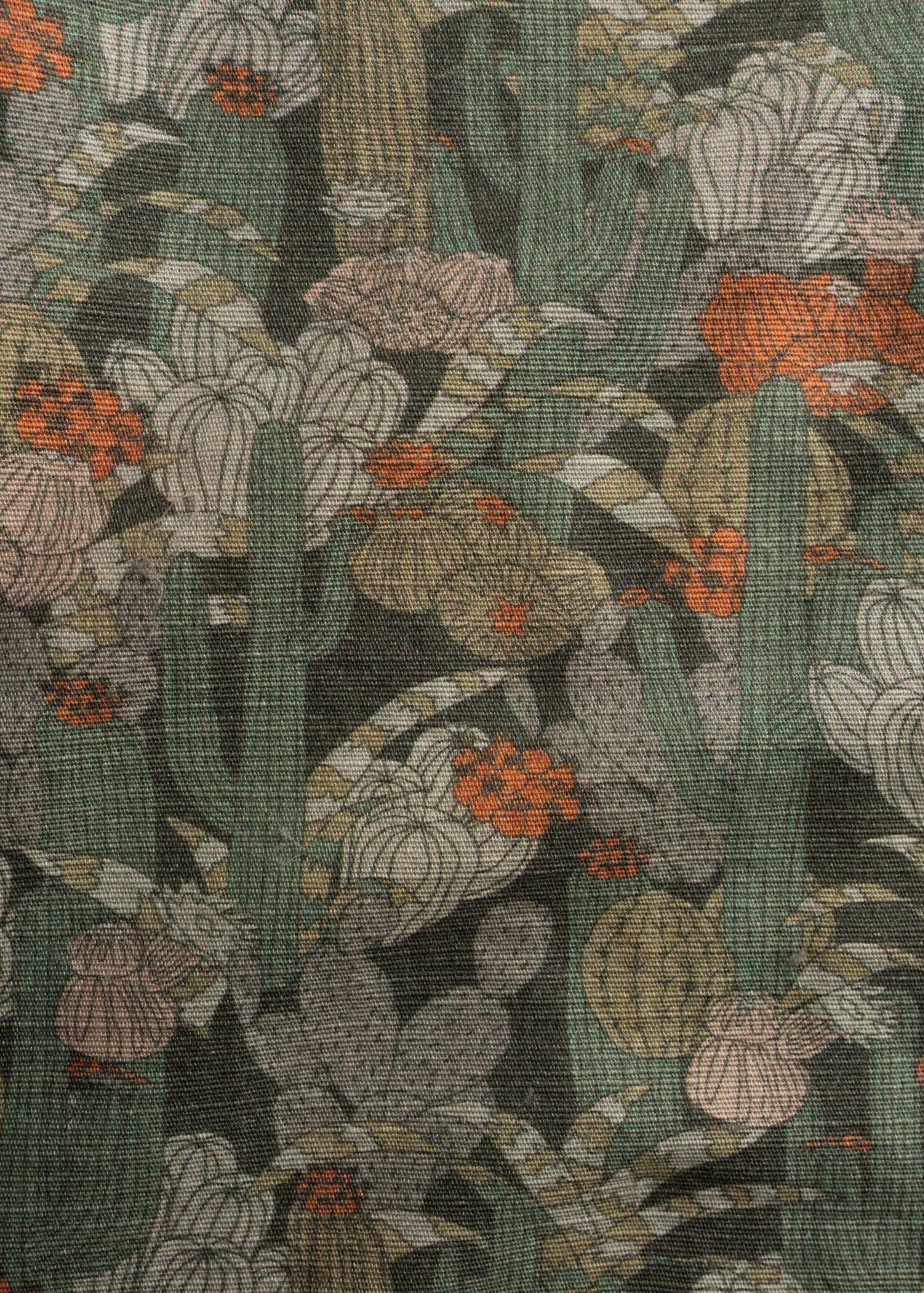 Textile pattern with cacti and flowers on a dark background