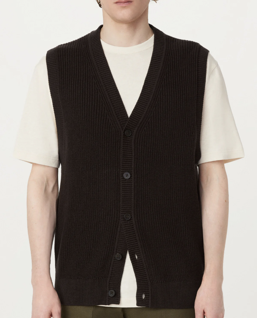 Ribbed Sweater Vest - Dark Chocolate