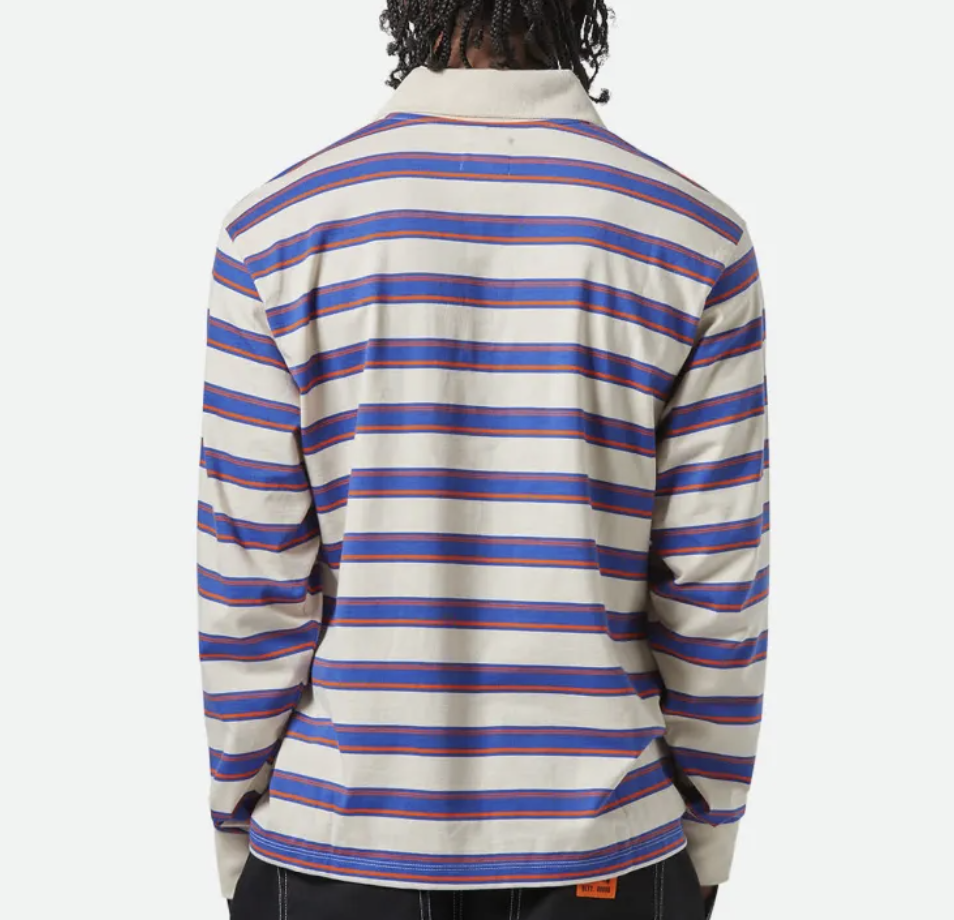 Vintage Stripe L/S Polo - Electric Blue/Flame/Whitecap