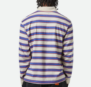 Vintage Stripe L/S Polo - Electric Blue/Flame/Whitecap