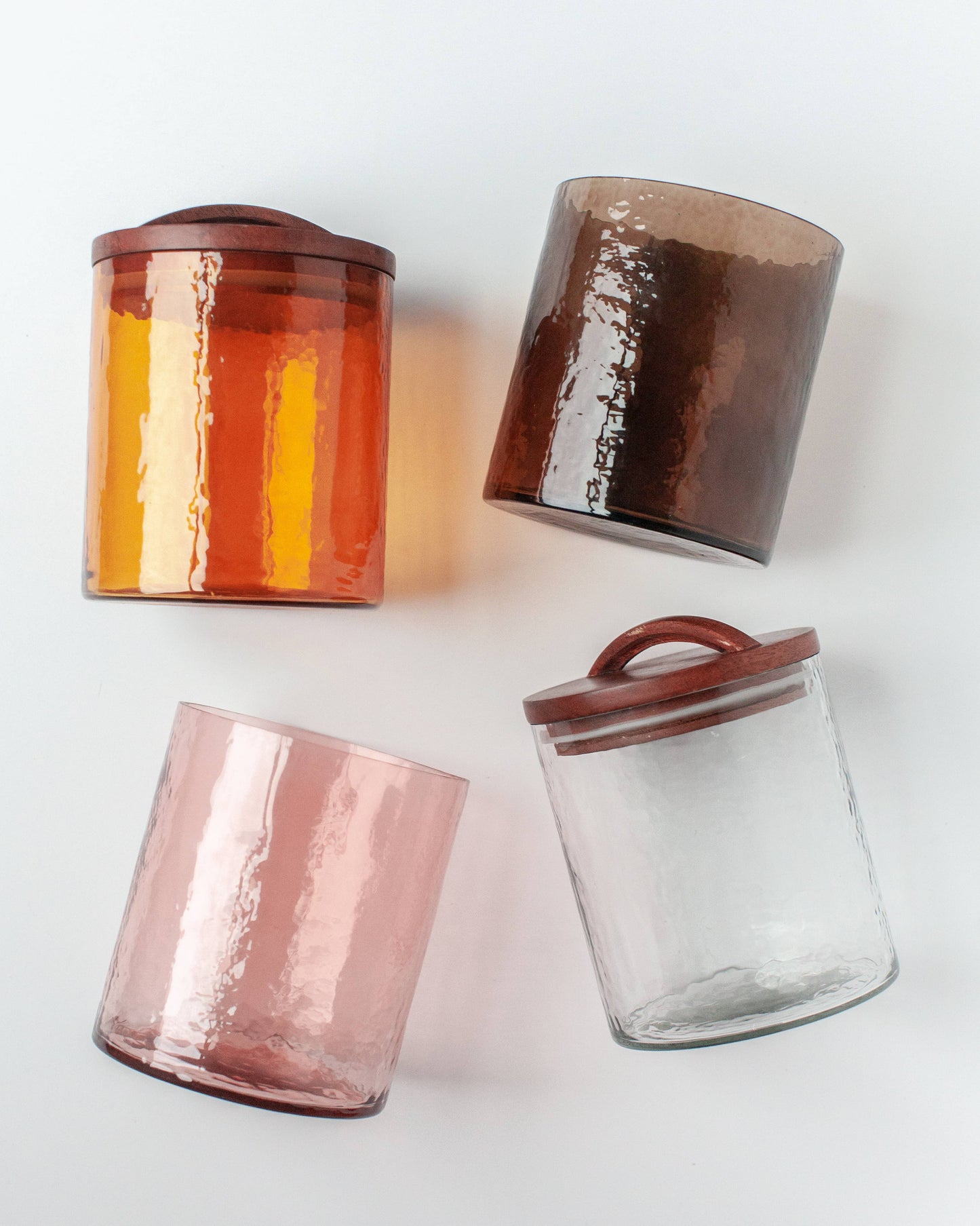 Elevate Your Space Handblown Hammered Glass Canisters