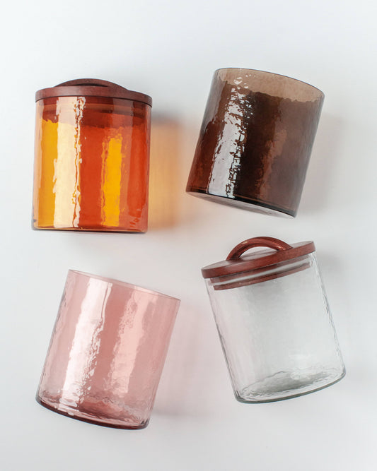 Elevate Your Space Handblown Hammered Glass Canisters