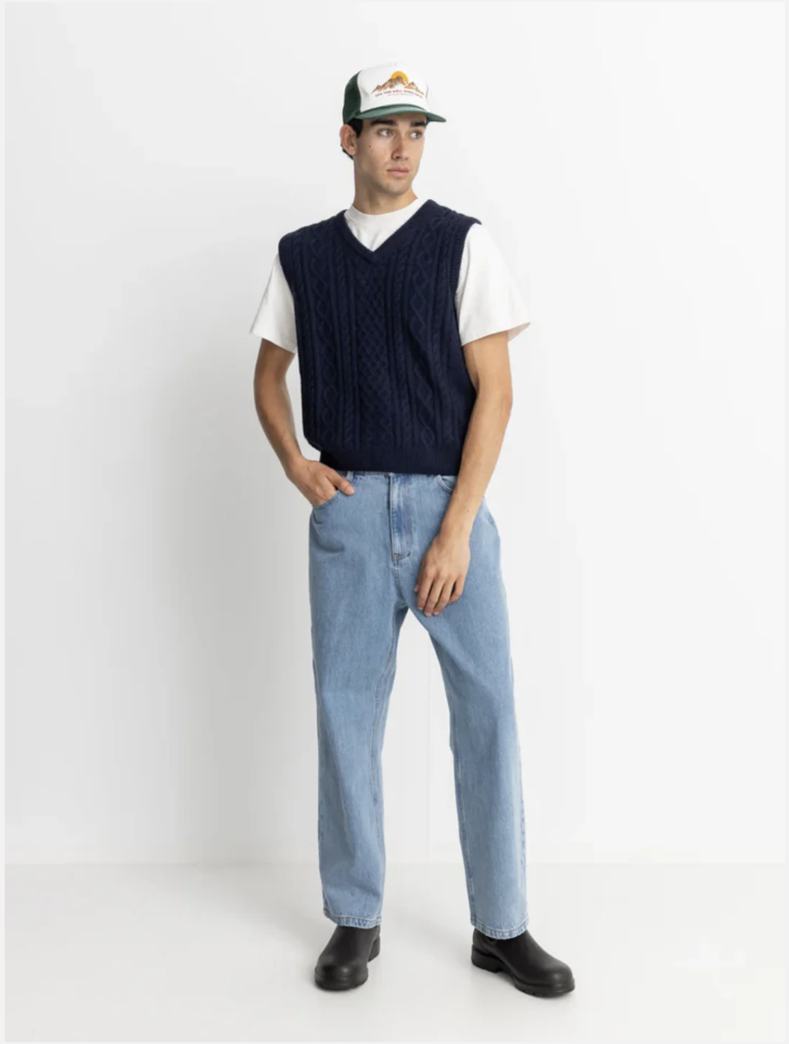 Mohair Knit Vest - Navy