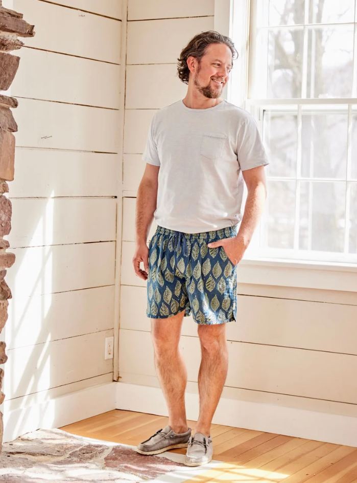 Floating On A River Shorts - Green/Indigo/Black