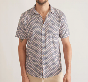 Stretch Selvage Short Sleeve Shirt - Japanese Wave Print