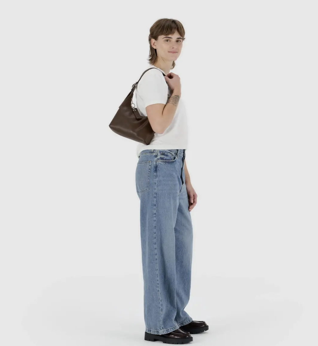Mini Recycled Leather Shoulder Bag - Brown