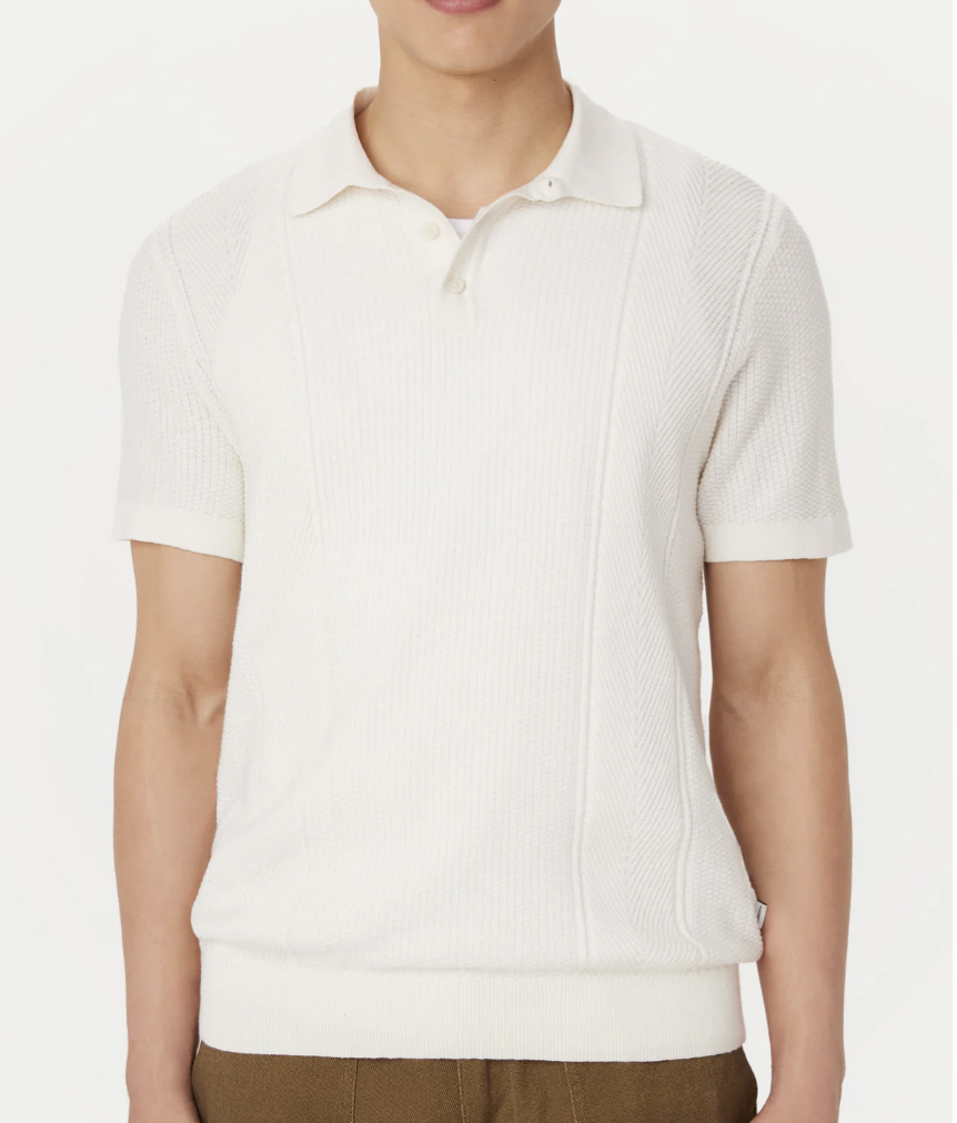 Mixed-Stitch Polo - Cloud