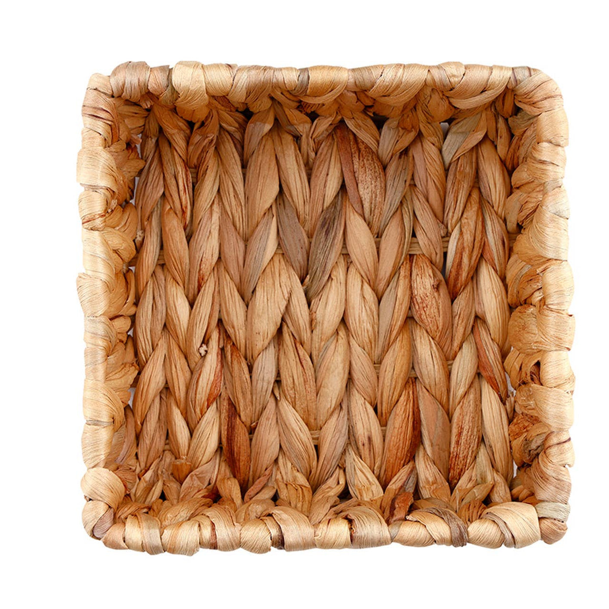 Woven basket made of natural materials on a white background