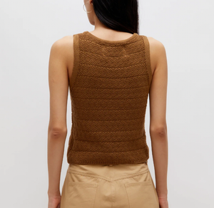 Sleeveless Knit Top - Brown