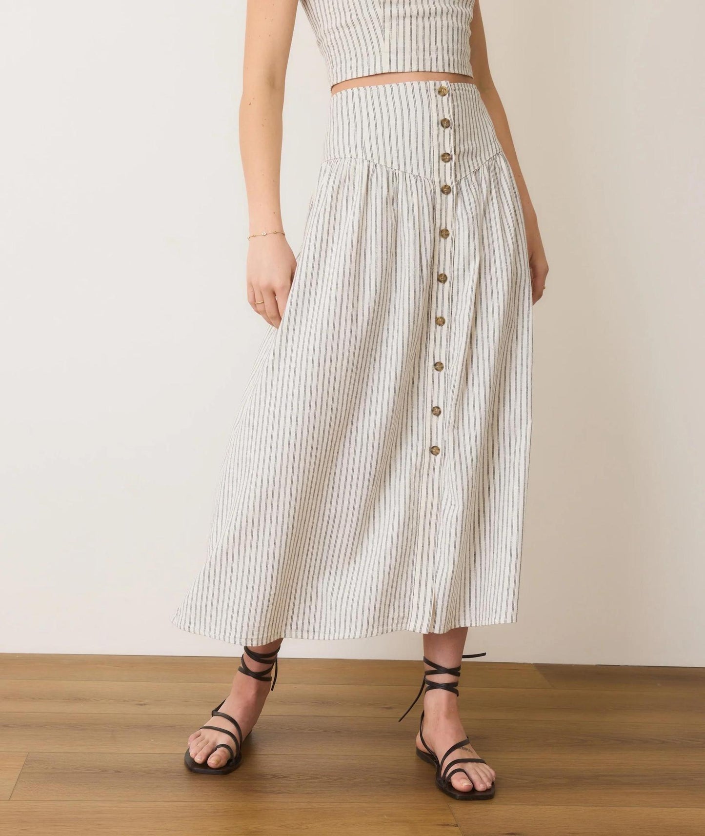 Jade Button Through Skirt