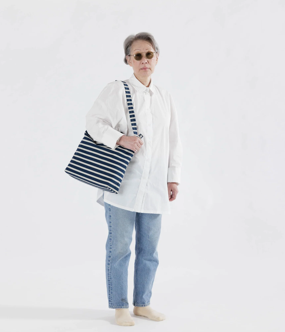 Horizontal Zip Duck Bag - Navy Stripe