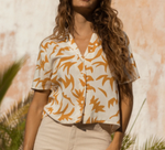 Women's Aloha Shirt - Cut Paper Gold