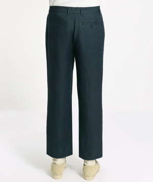 Double Pleated Trouser - Blue Braided Weave