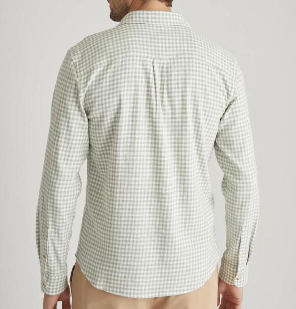 Long Sleeve Classic Stretch Selvage Shirt - Green Gingham