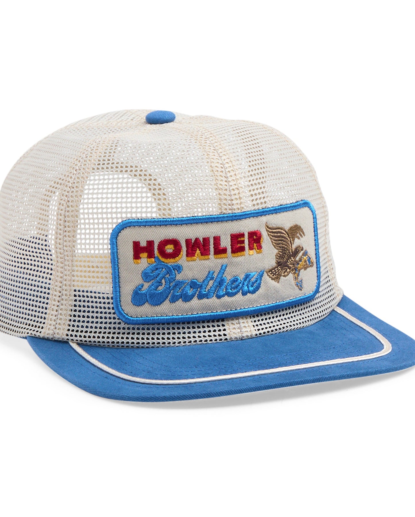 Trucker hat with 'Howler Brothers' logo on a white background