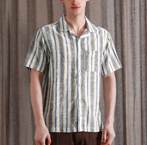 Selleck Shirt - Navy Slub Stripe