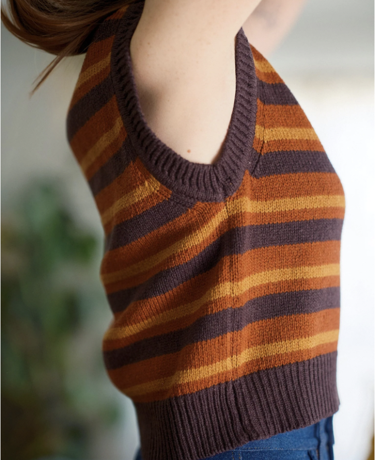 Merino Sweater Vest - Rust Stripe