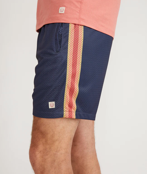 Side Stripe Mesh Short - Navy