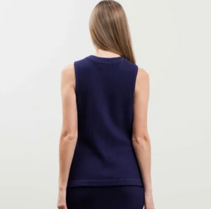 VNeck Button Front Knit Sweater Vest - Navy