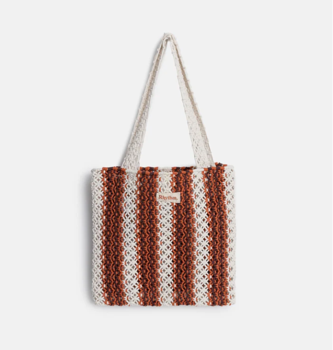 Crochet Tote Bag - Natural/Brown