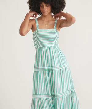 Selene Maxi Dress - Deep Aqua Stripe