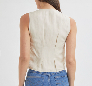 Soho Linen Vest - Biscuit