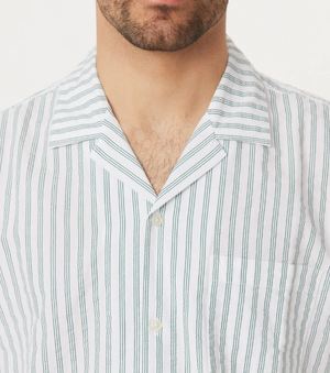 Seersucker Camp Collar Shirt - Evergreen