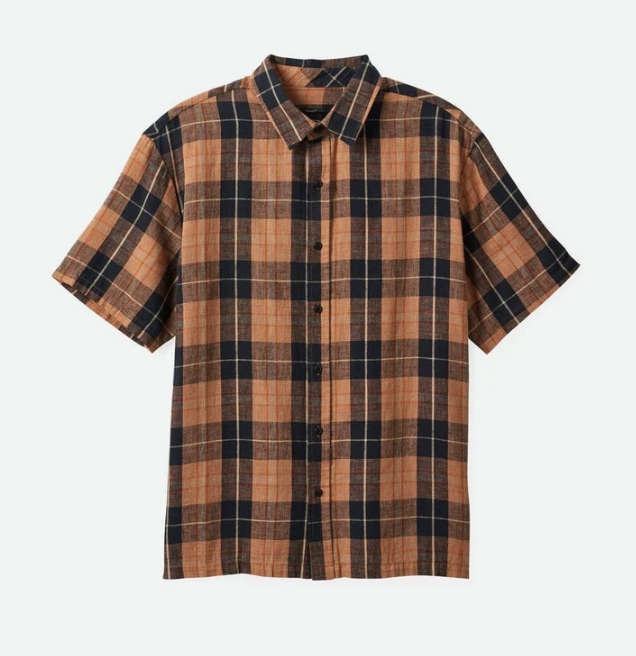 Cru Linen Blend Relaxed Shirt - Black/Rust