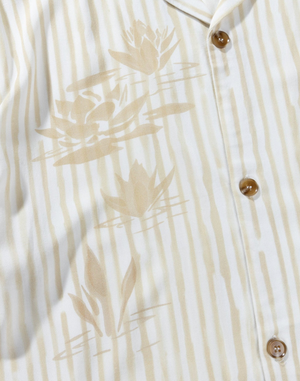 Lily Stripe Cuban Ss Shirt - Camel