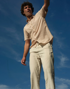 Summer Shirt - Tan and Red Stripe