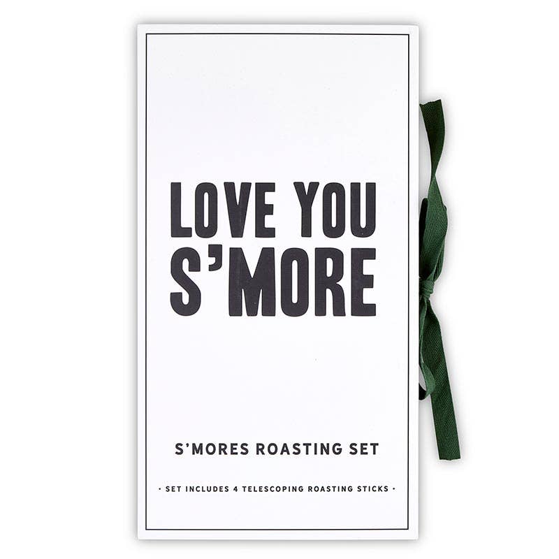 S'mores roasting set packaging with 'Love You S'More' text on a white background.