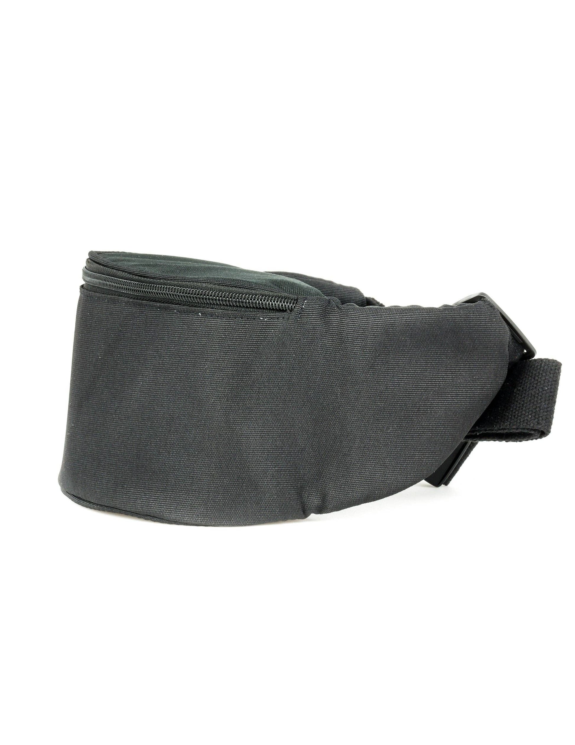 Black waist bag on a white background
