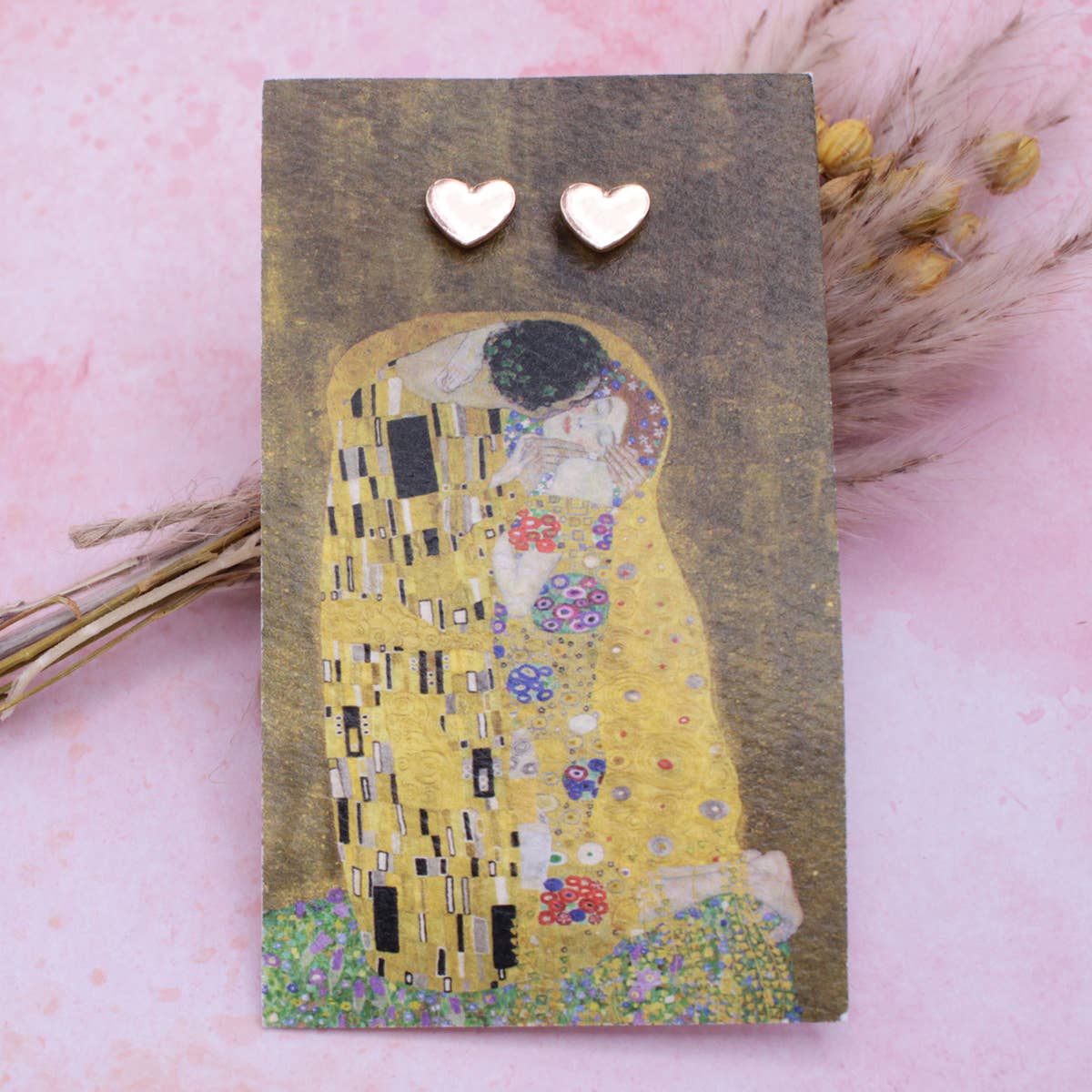 The Kiss-Fine Art Gold Heart Earrings