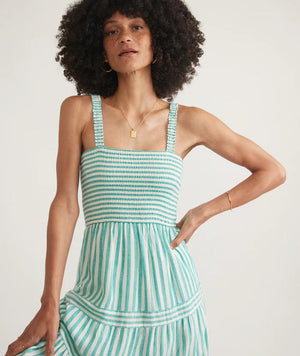 Selene Maxi Dress - Deep Aqua Stripe