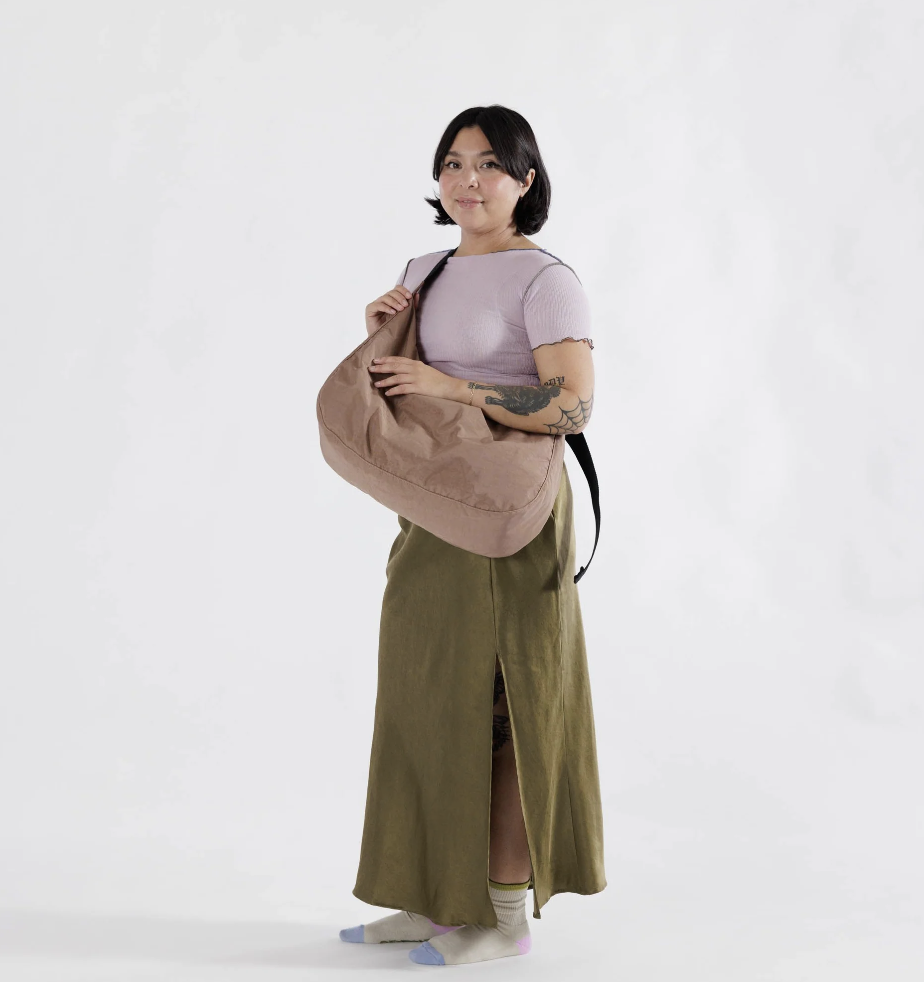 Large Nylon Crescent Bag - Cocoa