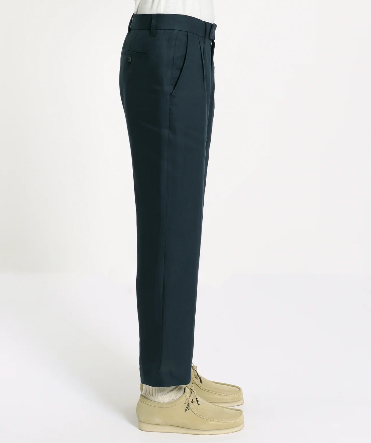 Double Pleated Trouser - Blue Braided Weave