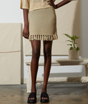 Pointelle Knit Mini Skirt - Cream