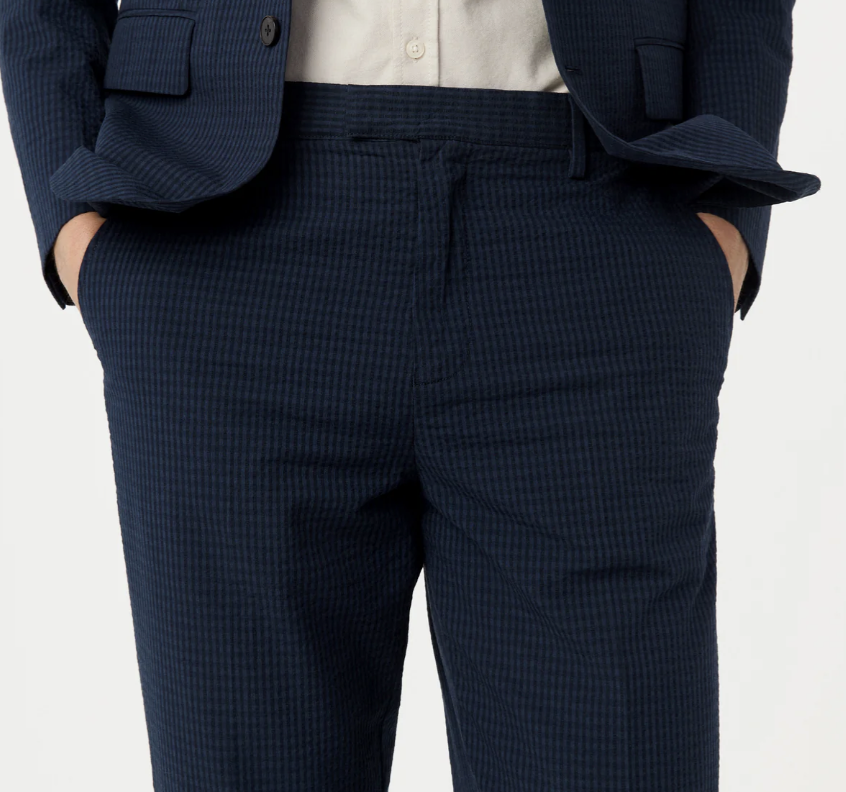 Colin Tapered Seersucker Pant - Deep Blue