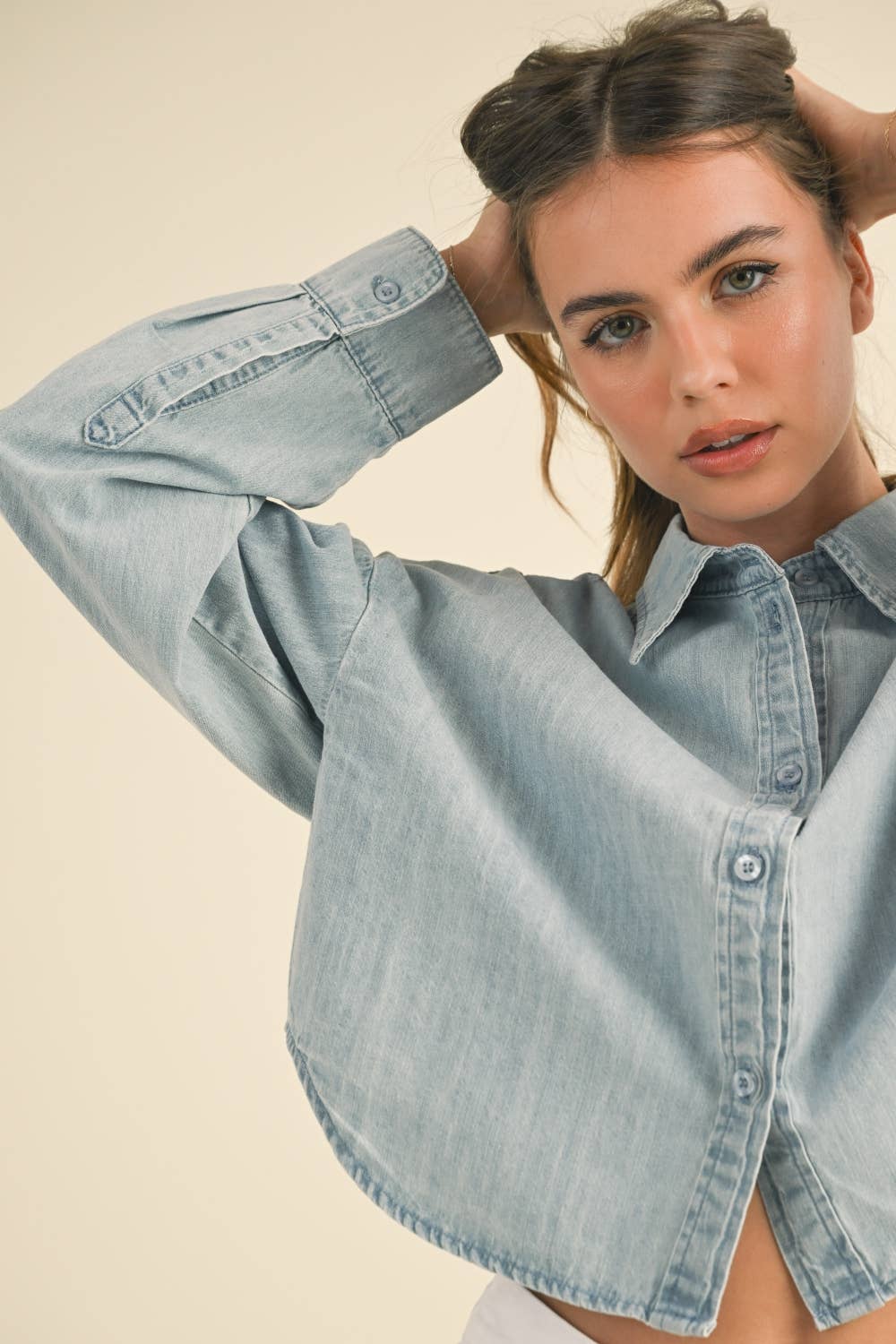 Weekend Crop Denim Shirt