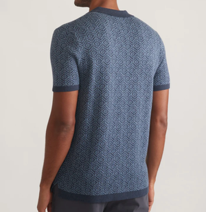 Ethan Sweater Button Down - Blue Geo Jacquard