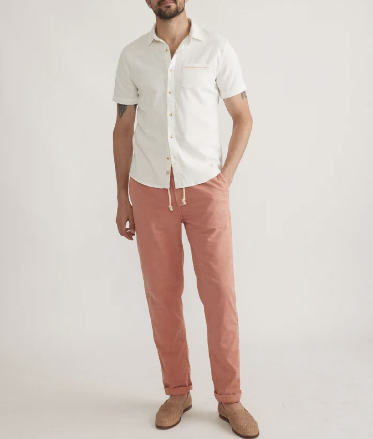 Stretch Selvage S/S Shirt - Natural