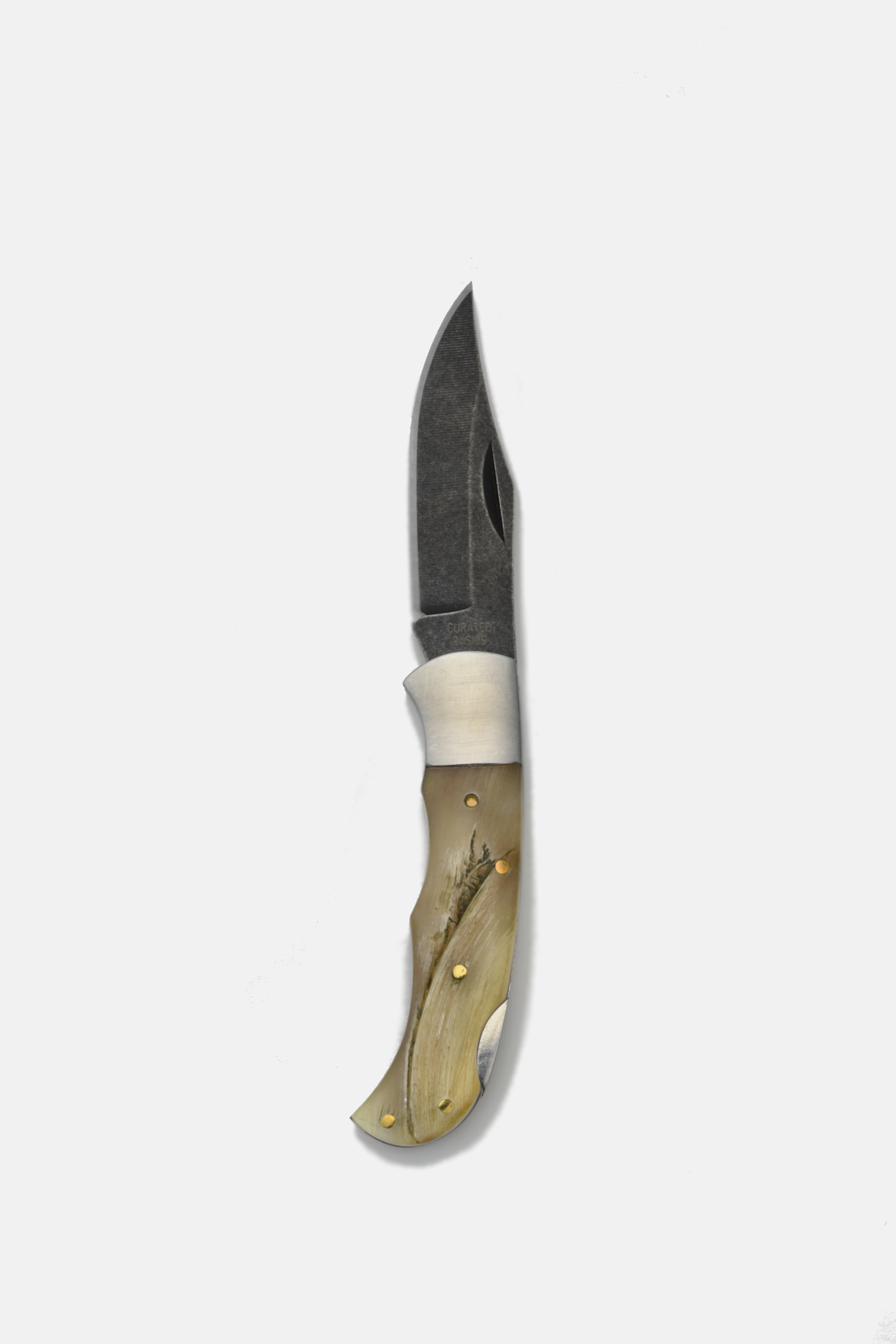 Knife with a wooden handle on a white background