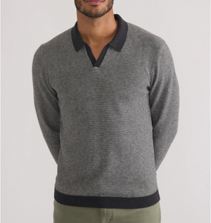 Liam L/S Sweater Polo - Charcoal