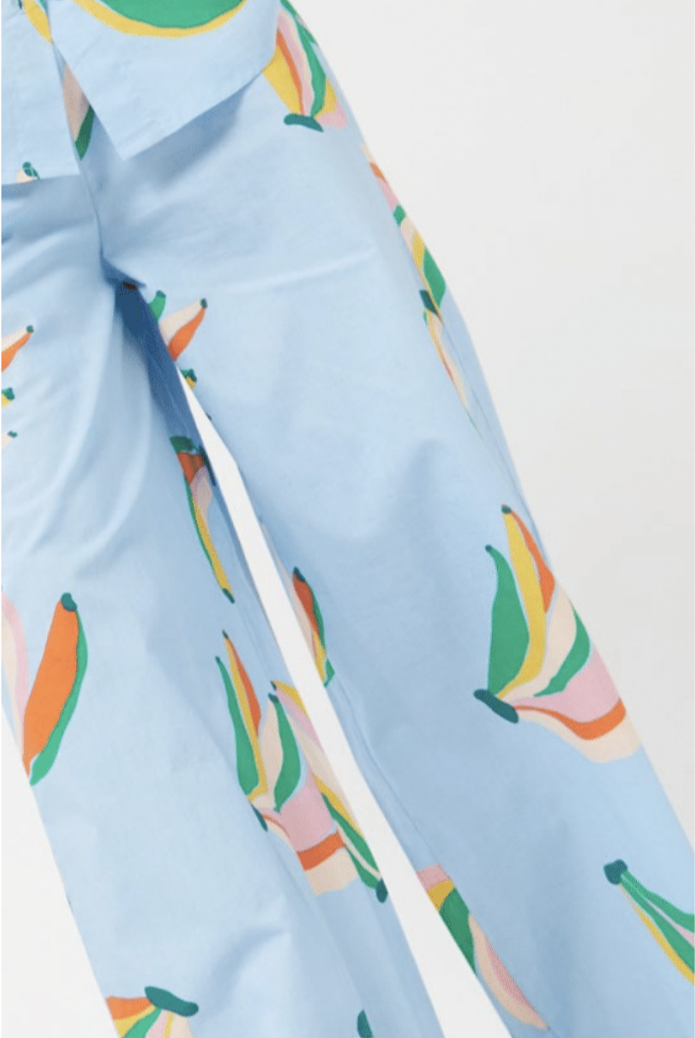 Banana Print Trousers - Blue