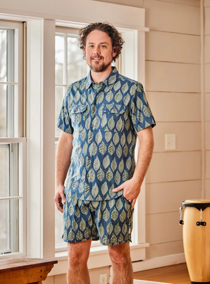 Floating On A River Shorts - Green/Indigo/Black