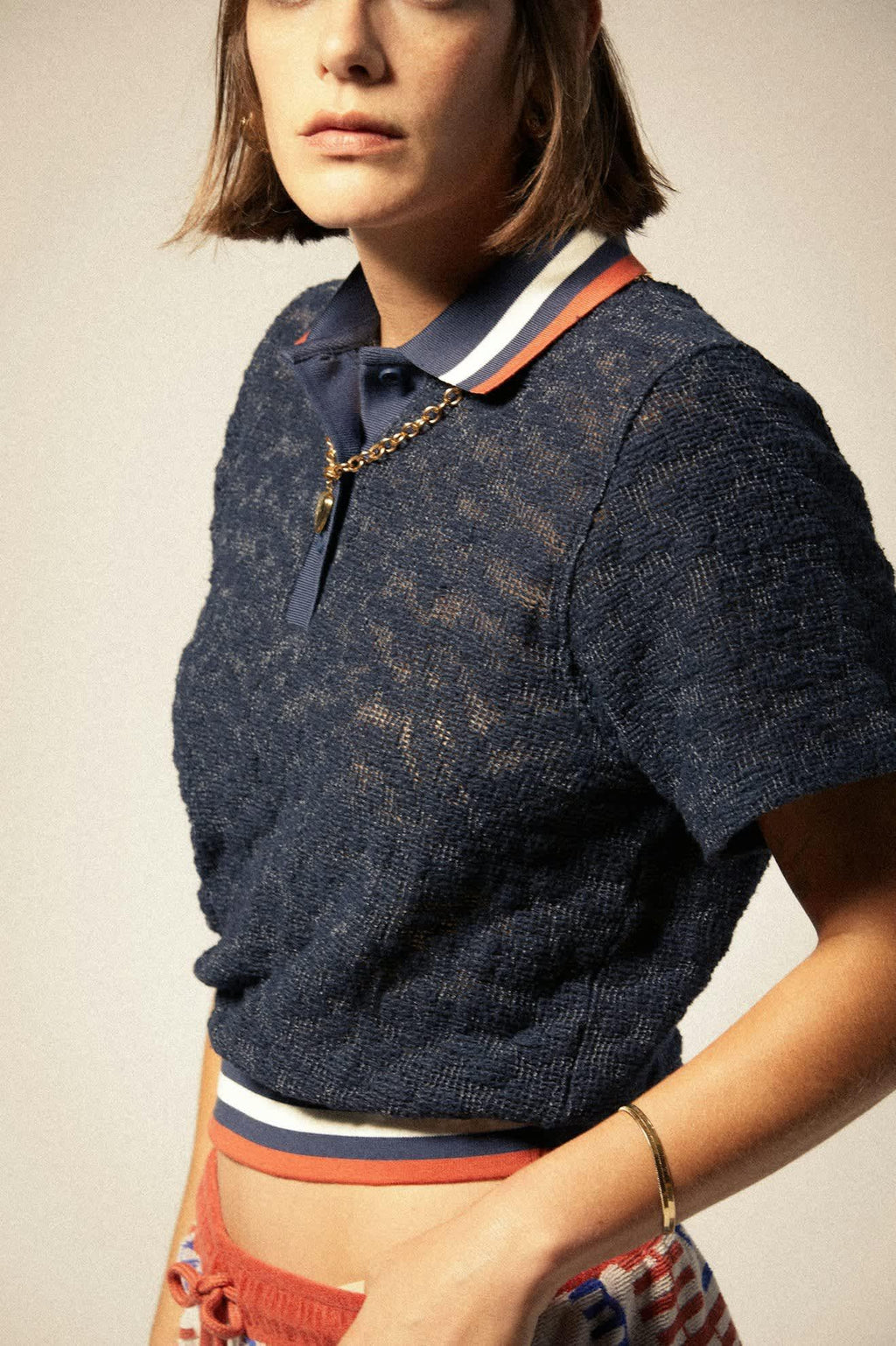 Retro Mesh Short Sleeve Polo - Washed Navy